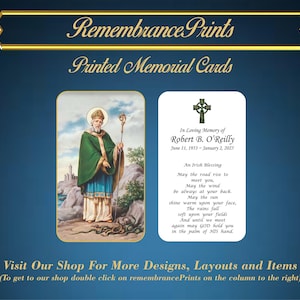 Printed Memorial Cards,  Personalized Memorial Prayer Card, Catholic Prayer Cards for Funeral, Celebration of Life Cards. St. Patrick