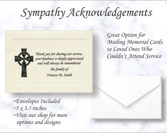 Printed Celtic Cross Sympathy Acknowledgment Cards