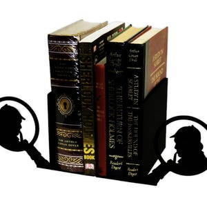 Sherlock Holmes Decorative Customizable Color Silhouette Gift Set Bookends Handmade for Bookshelf Book Nook Book Lover (2 Piece Set)