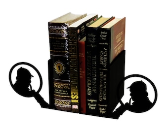 Sherlock Holmes Decorative Customizable Color Silhouette Gift Set Bookends Handmade for Bookshelf Book Nook Book Lover (2 Piece Set)