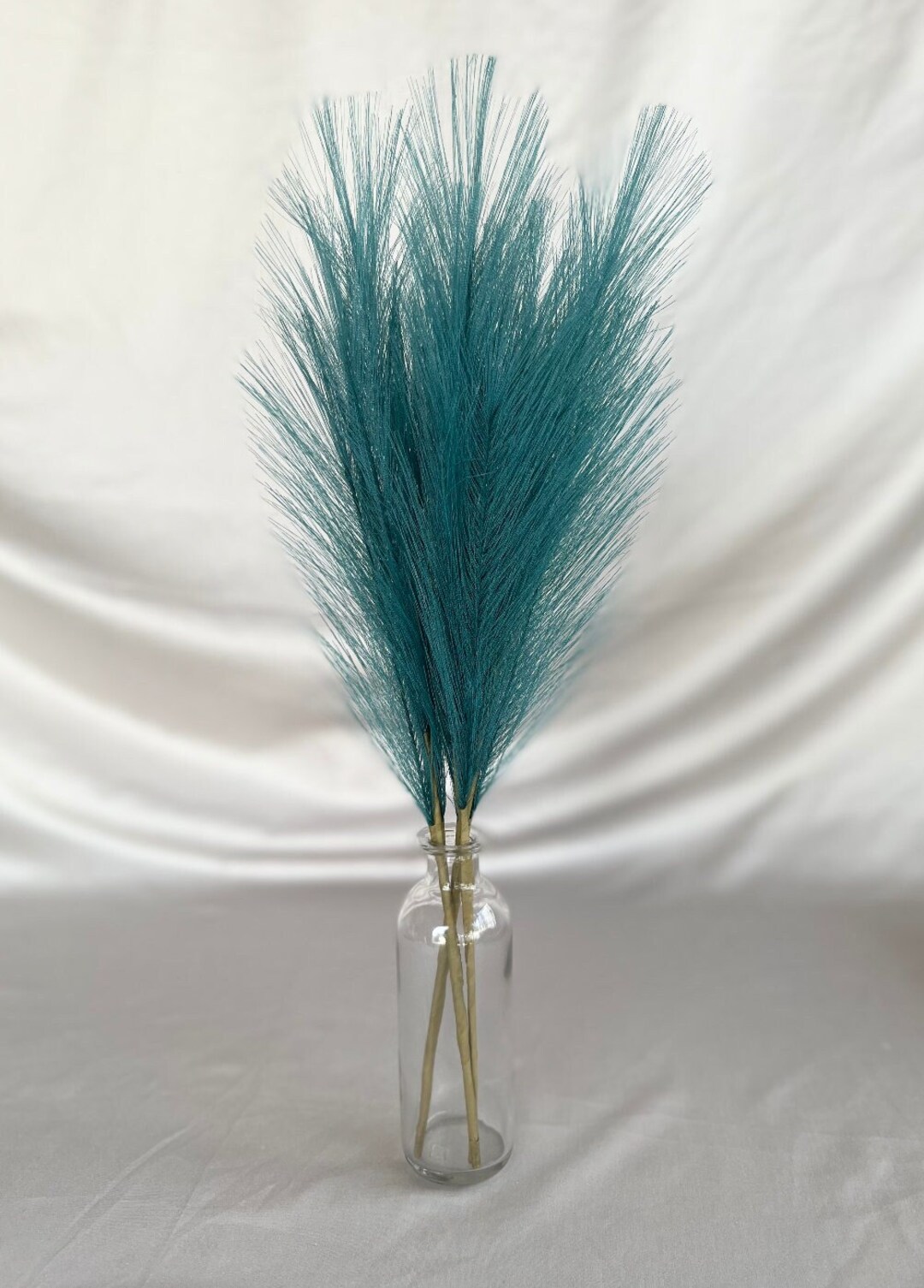 20 Small Faux Pampas Grass Teal Vase Tabletop Decor Etsy