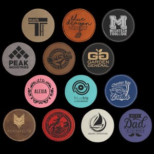 Custom Leatherette Patches – Personalized Logo or Text, Round Laser Engraved Patches for Hats, Jackets, Bags, Gifts, Business Branding