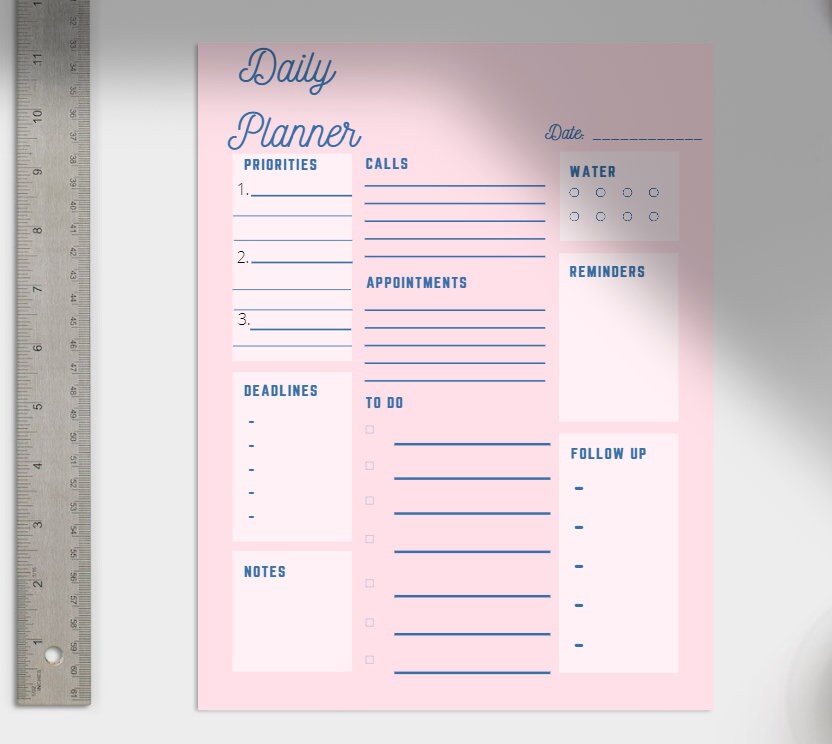 cute pink printable daily planner etsy