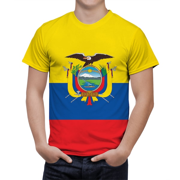 Ecuador Flagge Shirt, Wappen von Ecuador, Ecuador T-Shirt, Patriotische Ecuador Heritage Shirt, Männer Sport Volldruck