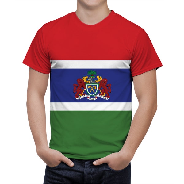 Gambia Flagge Shirt, Wappen von Gambia, Gambia T-Shirt, Patriotisches Gambia Heritage Shirt, MännerSport Volldruck