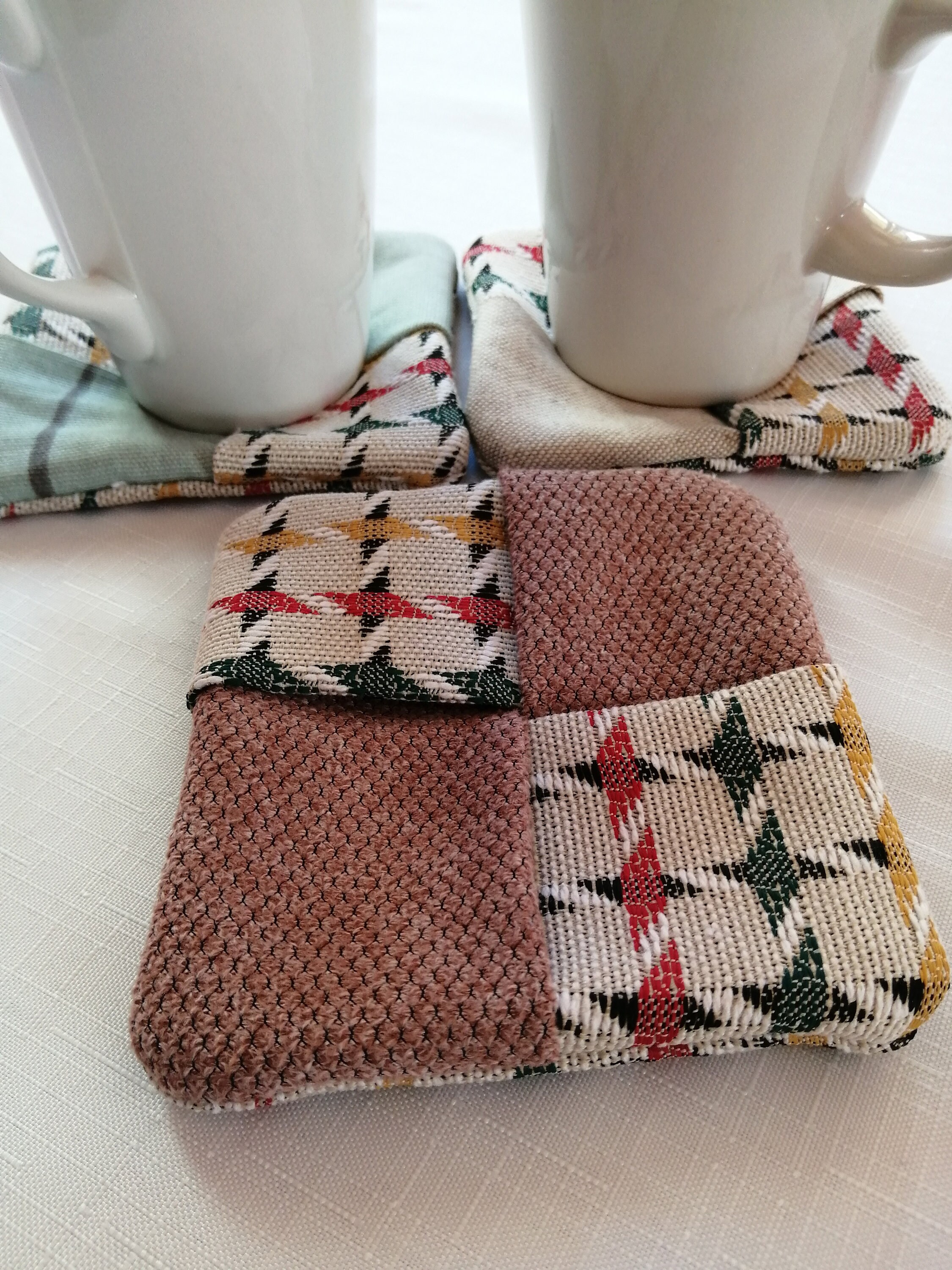 Fabric Coasters Set of 3 With a Holder Etsy UK