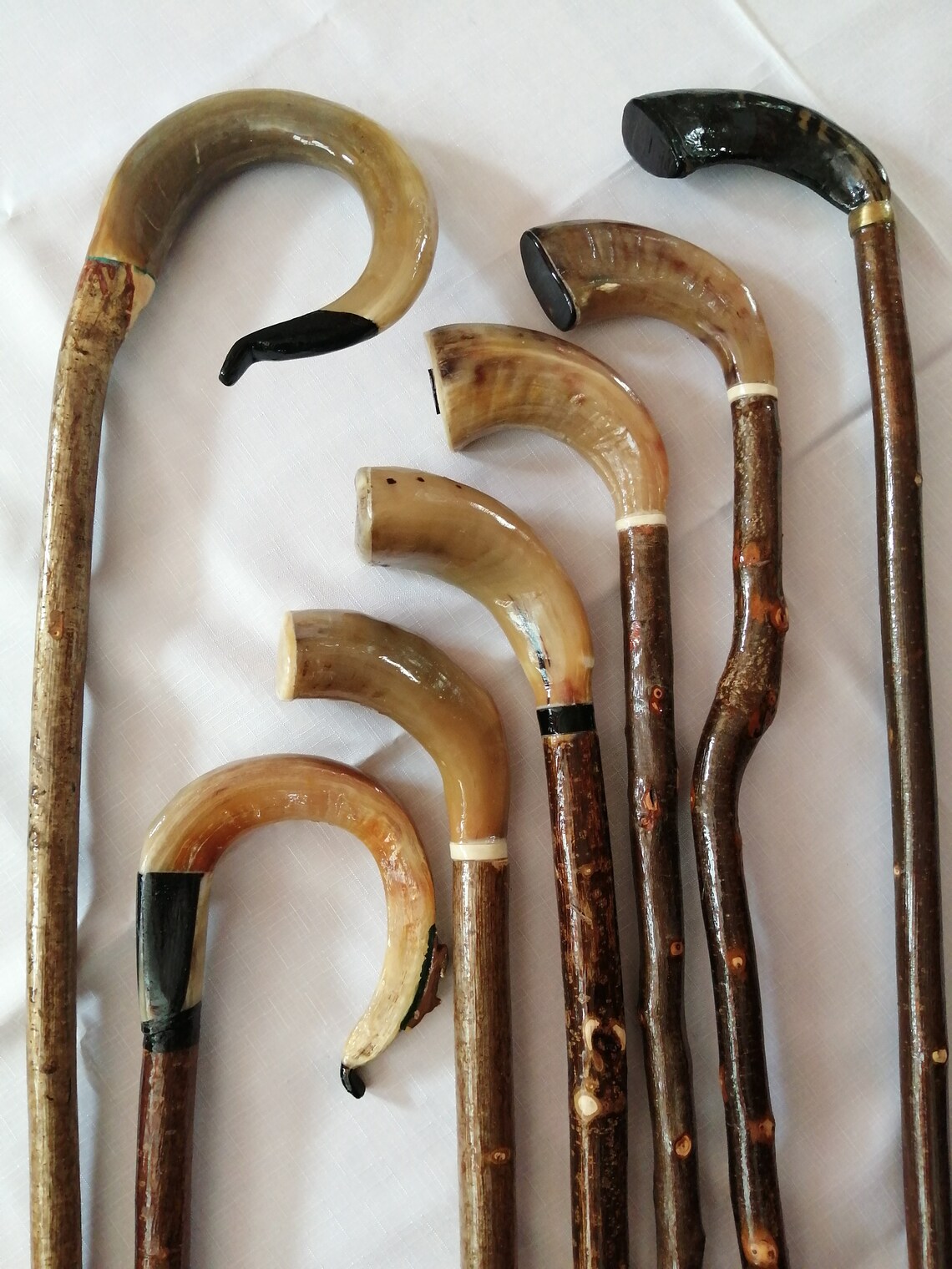 Hazel and Ram's Horn Crook handle walking stick. 45 inches Etsy