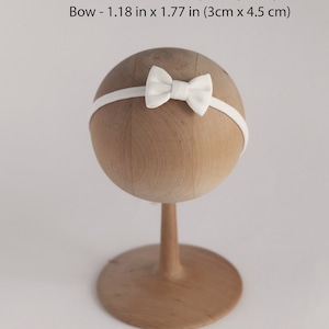 White newborn headband Cream Small bow neutral photography props Bow newborn photoshoot White bow baby newborn  girl Baptism headband