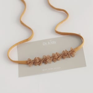 Mustard newborn silk bow headband Newborn outfit tieback Prop for photography baby Halos Newborn prop Sitter mustard headband Sitter halo