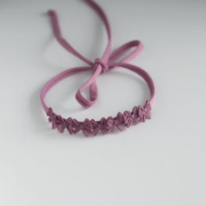 Purple Baby Tieback Headband Handmade Newborn Photo Prop Violet simple newborn halo Small bows newborn Props for photography