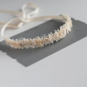 Cream lace tieback newborn Boho halo photoshoot Newborn photography props Beige Rustic Floral Newborn outfit Sitter photography outfit girl