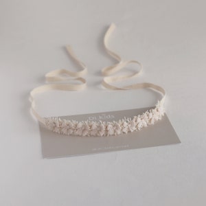 Beige newborn tieback Neutral sitter headband Boho newborn headband Props for photography Photo props Long halo  baby girl Lace headband