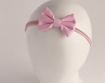 Pink baby bow birthday First Birthday Headband Birthday hair cotton bow One size nylon headband Bow baby girl