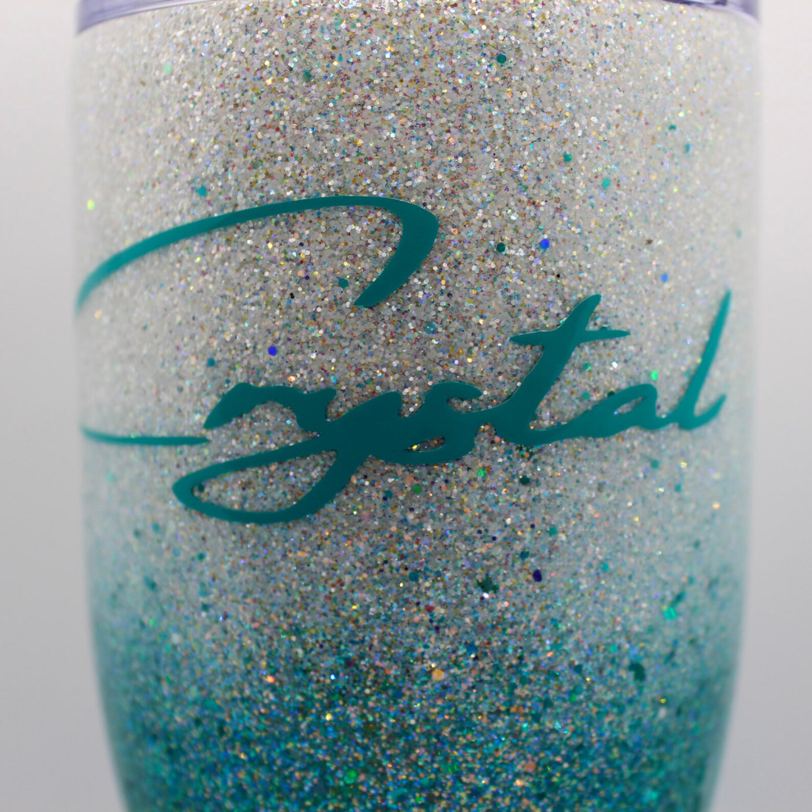 Custom Glitter Tumbler White Teal Ombre Glitter Personalized Etsy