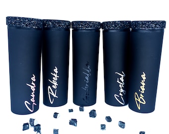 Vaso negro mate personalizado, vaso con diamantes de imitación, vaso con pajita, vaso personalizado