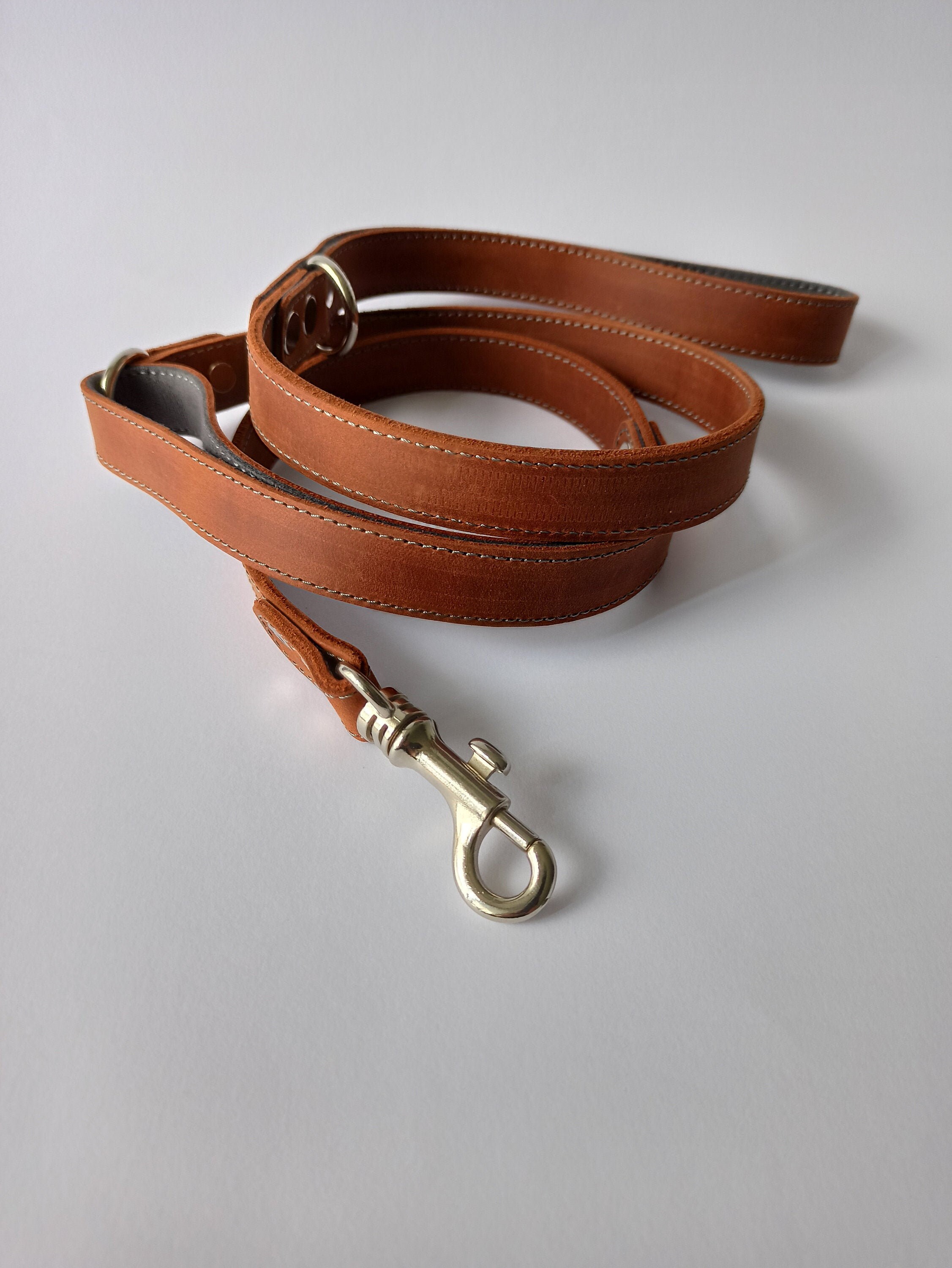 Leather dog leash and handle Traffic leash Two handle dog Etsy