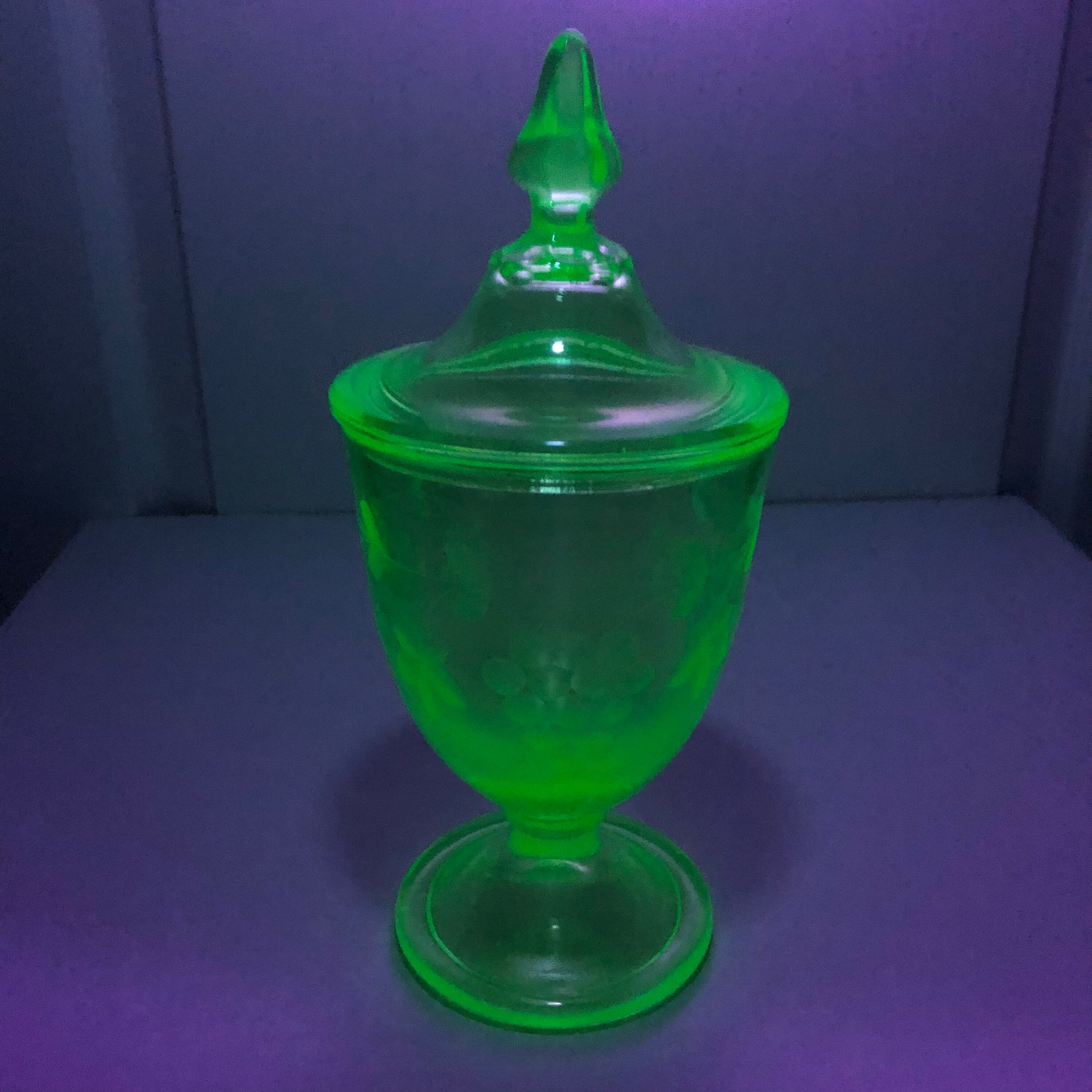 Fenton Candy Dish With Lid Florentine Green 9 Stretch Etsy