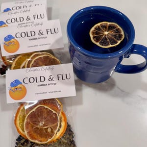 Cold & Flu Minty Citrus Simmer Pot Kit • Natural Home Aroma • Handcrafted Stovetop Potpourri image 3
