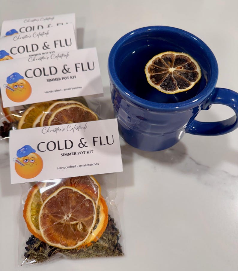 Cold & Flu Minty Citrus Simmer Pot Kit • Natural Home Aroma • Handcrafted Stovetop Potpourri image 3
