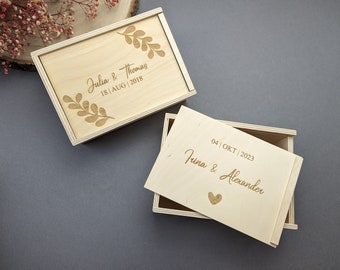 Holzkiste Personalisieren / Holzkiste mit Gravur / Holzbox mit Gravur / Holzkiste mit Deckel / Geschenk zur Hochzeit / Erinnerungskiste
