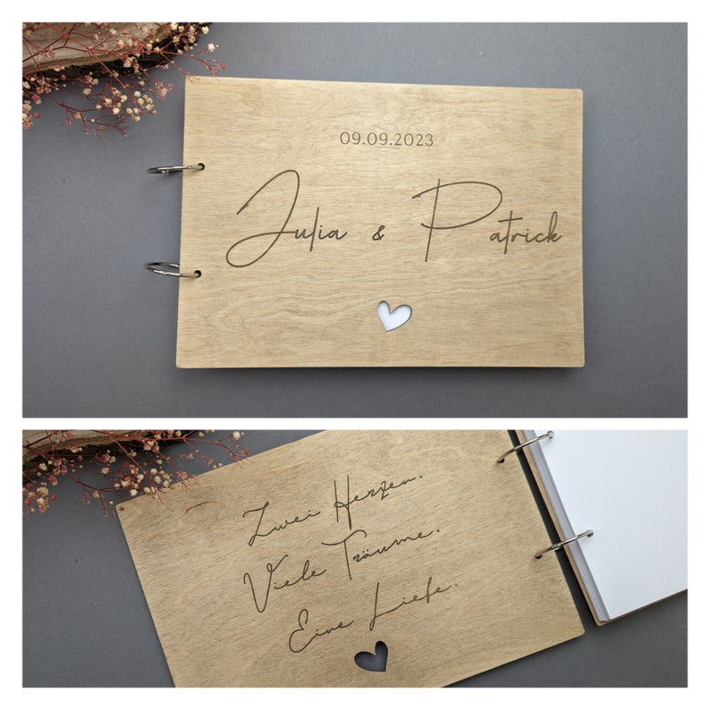 Fotoalbum Hochzeit / Fotobuch Hochzeit / Gästebuch Hochzeit / Fotobuch Personalisiert / Hochzeitsgeschenk / Gästebuch aus Holz Bild 9