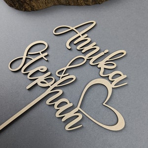 Rustikaler Hochzeits-Cake Topper – Personalisiert Mit Namen & Datum, Aus Holz