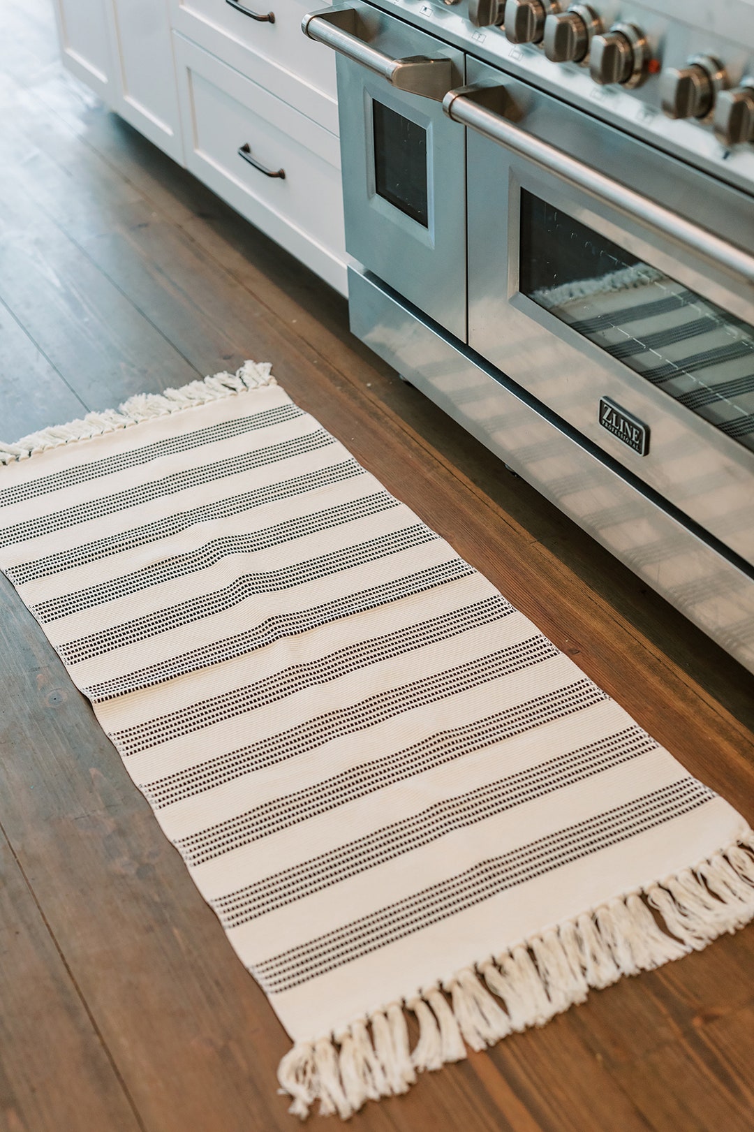 Black and White Striped Rug Kitchen and Bathroom Decor Rugs Etsy