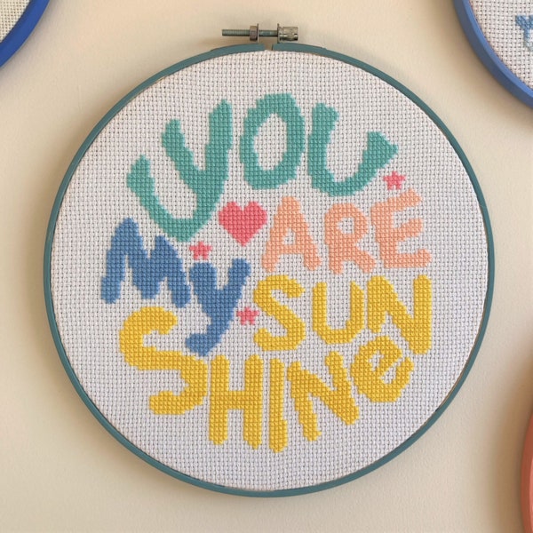 You Are My Sunshine - Cross Stitch PDF Pattern - Baby Nursery Kids Bedroom Wall Art - Handmade gift - Instant Download -
