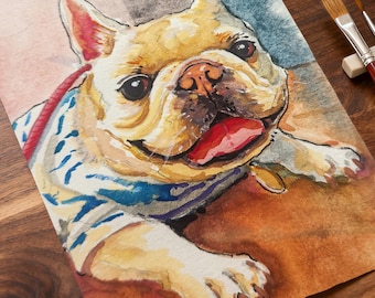 Hand Painted Watercolor Pet Portrait: Custom Dog Art from Photo, Dog Watercolor Portrait, Memorial Gift for Pet Owner, Pet Sympathy Gift