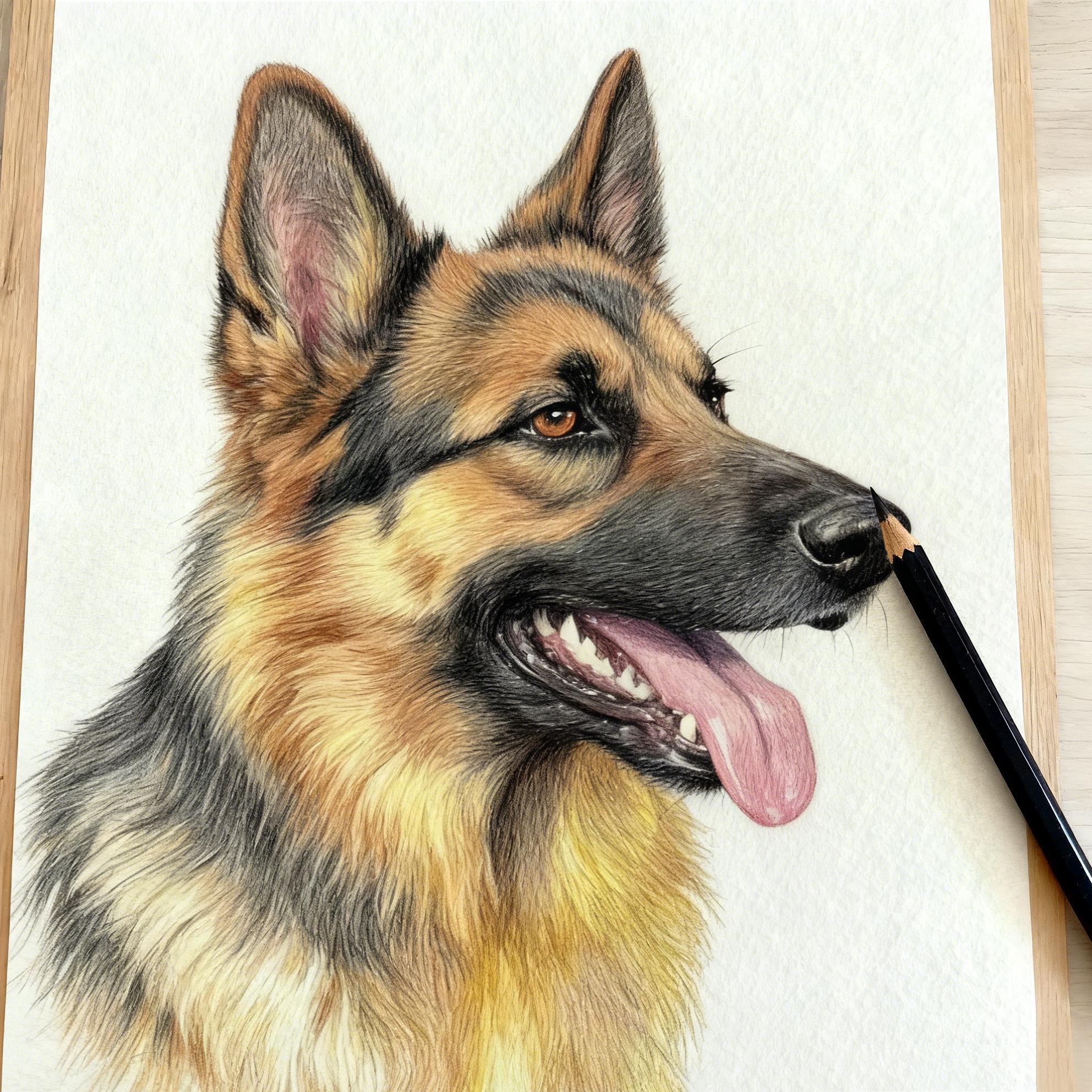 Custom Pencil Pet Portrait - Hand Drawn Colored Pencil Animal Portrait ...