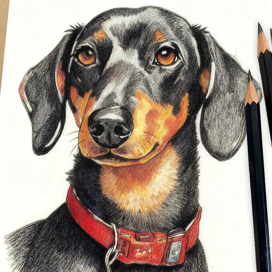 Custom Pencil Pet Portrait - Hand Drawn Colored Pencil Animal Portrait ...