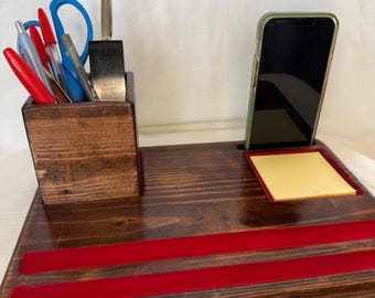 Wood Desk Organizer-Home Office Desk Organizer-Multi-Compartment Storage Solution- Supply Organizer