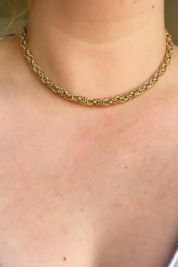 14k Solid Gold Byzantine Chain Necklace