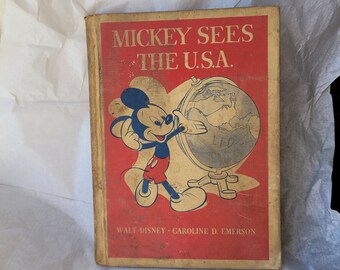 MICKEY MOUSE Sees the USA 1944 livre relié Emerson