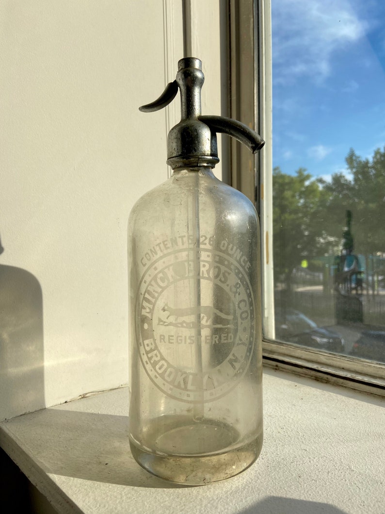 Antique Glass Seltzer Bottle Minck Bros & Co. of Brooklyn Etsy
