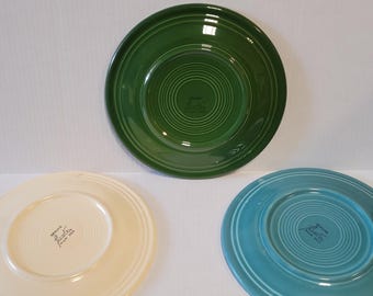 Set of 3 Vintage Fiestaware Poppy Luncheon Plates 9.5" Fiesta Ware Orange Plates