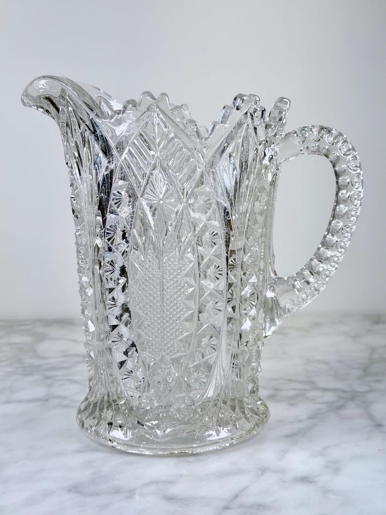 Antique 1900s EAPG Madora Pattern Glass Pitcher Early American Pattern ...