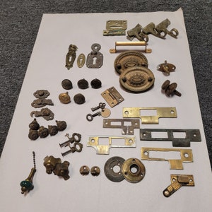 Antique/ Vintage Hardware Lot- Handles/ Strike Plates/ Knobs/ Etc