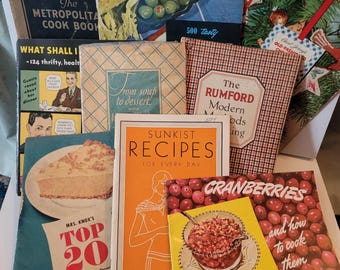 9 Vintage 1940er-50er Jahre Kochbücher - Mid Century Rezepte Backen Kochen Sammlerstück