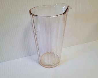 Antique 1880 Rochester Tumbler Co Glass Measuring Jar Family Kitchen Pitcher Quart Measure