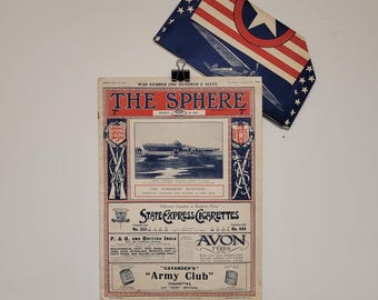 Antik 1917 The Sphere WWI Magazine War Number 160 mit Original Paper Hat British Militaria