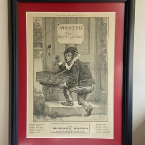 Vintage 1900&#39;s Monkey Brand Original Magazine Advertisement — 19 de mayo de 1900, &quot;Wanted: The World&#39;s Polisher&quot;