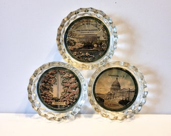 Vintage Washington DC Souvenir Ashtrays/ Trinket Trays- Set of 3