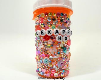 Lexapro h* • BEDAZZLED • empty reusable bottle, dopamine decor, mental health, bling