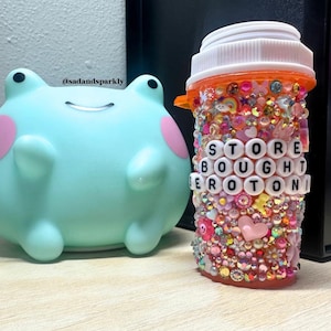 PERSONALIZADO • COMPLETAMENTE DESLUMBRANTE (tapa a prueba de niños) • botella reutilizable vacía, brillo, ISRS, decoración de dopamina