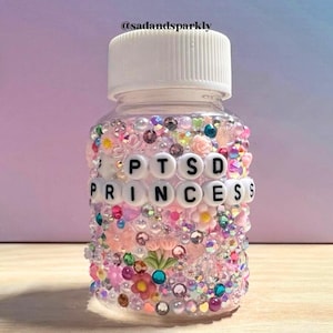 CUSTOM • PARTIALLY BEDAZZLED (non child proof) • empty reusable bottle, bling, ssri, dopamine decor