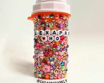 Lexapro h* • BEDAZZLED • botella reutilizable vacía, decoración de dopamina, salud mental, ostentación