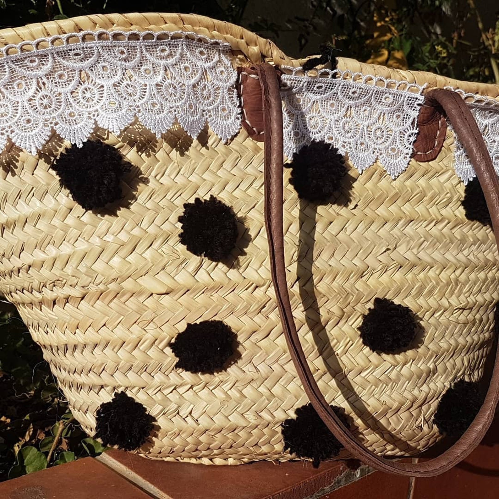 Straw Basket Handmade handbag Doum Moroccan wicker basket Etsy