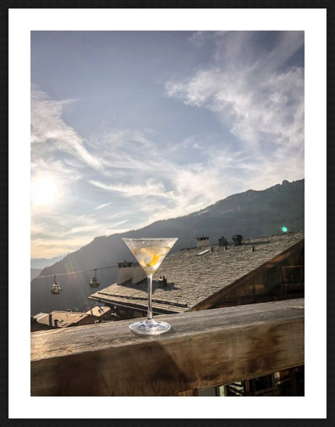 Martini at Sunset in Swiss Alps Mountains W Hotel Lodge Verbier