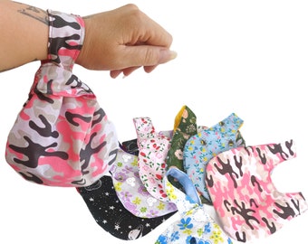 Mini Reversible Handmade Cotton/Polycotton Japanese Knot Bags , Summer Beach Bags, Small Purse - Ready to Ship
